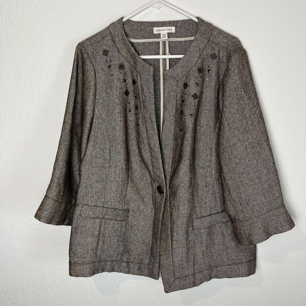 Coldwater Creek Jacket Womens 18 Metallic Embellished Button‎ Up Blazer Coat
